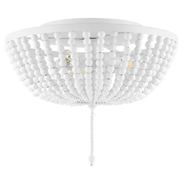 Allison 15" Wood Beaded/Metal LED Flush Mount - JONATHAN Y